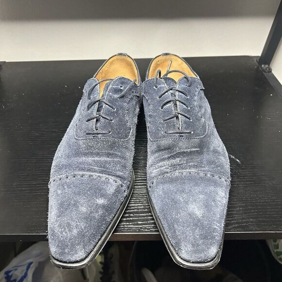 Magnanni "Tosi" Cap Toe Suede Leather Oxford, Navy, Men's 12 M - Picture 4 of 12